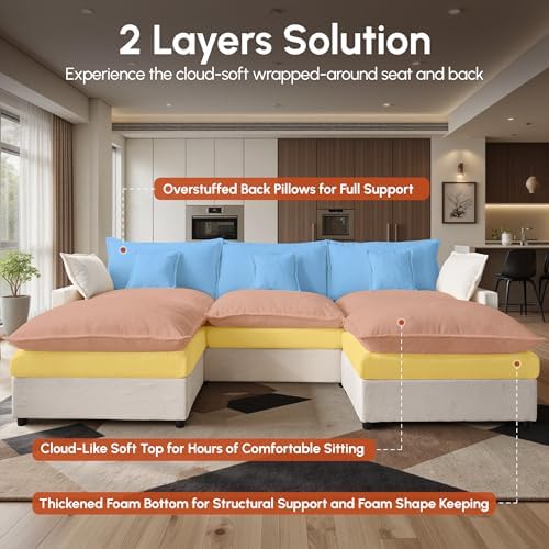 108" Oversize Modular Sectional Couch U Shaped - Image 4
