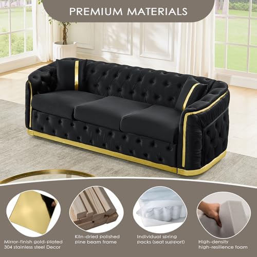 84.6" Mid Century Modern 3 Seater Chesterfield Sofa Couch - Image 6