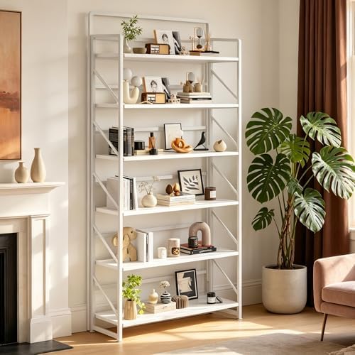 JSB 6 Tier No Assembly Folding Bookshelf, 30.3" Wide Foldable Storage Bookcase - Image 7