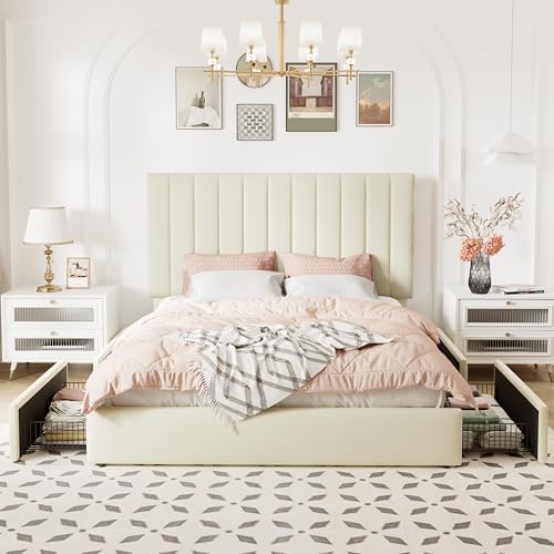 Allewie Queen Size Storage Bed Frame, Vertical Channel Tufted Adjustable - Image 3