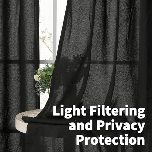 YoungsTex Black Linen Curtains 40 Inches Long - Image 3