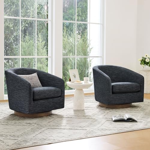 CHITA Swivel Accent Chair Set of 2, Fully Assembled Fabric Barrel Armchair - Image 5