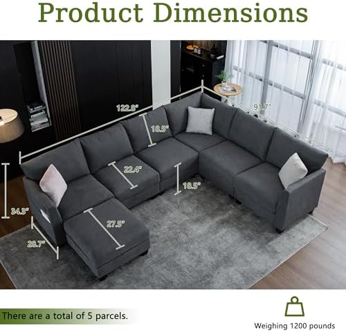 122.8" Large Sectional Couches for Living Room - Image 2