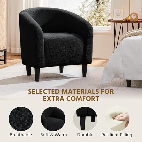 Yaheetech Small 25.5in Wide Sherpa Barrel Accent Chair - Image 6