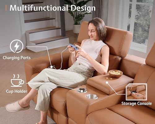 Power Reclining Sectional, Sectional Recliner, Leather Reclining Sectional - Image 5