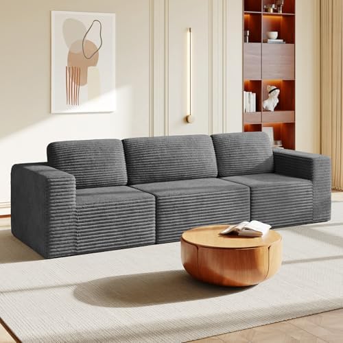 Vesgantti 119" Modular Sectional Sofa, Corduroy Cloud Couch by Vesgantti