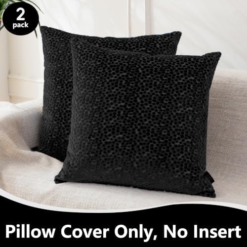 FIFU 18x18 Inch Throw Pillow Covers Set of 2, Jacquard Velvet - Image 2