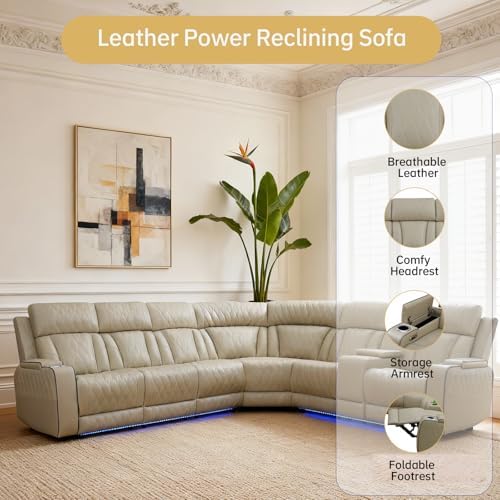 Power Reclining Leather Sectional Sofa - Image 4