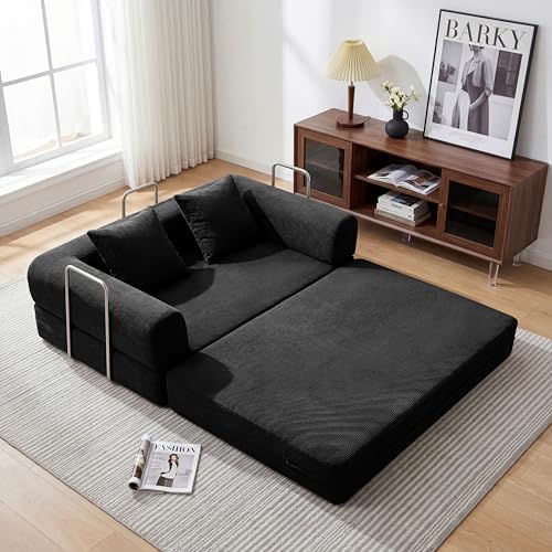 53.15'' Convertible Compressed Corduroy Folding Cloud Sofa Bed, Modern Boneless - Image 3