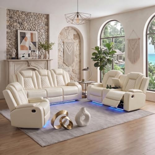 Power Reclining Sofa Set, 3-Piece Home Theater Seating by DaydoSempli