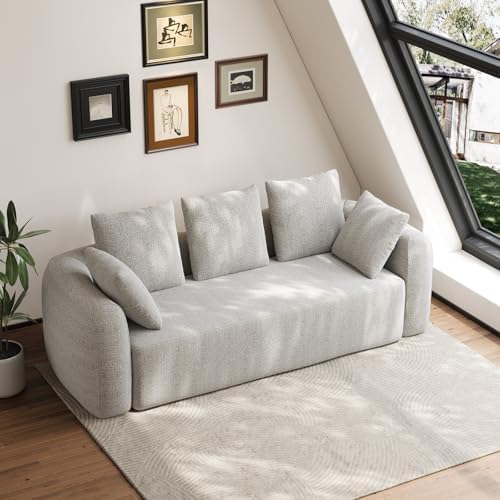 Curved Modern Couch Sofa, Boneless Couch, Modern 3 Seater Cloud Couch, Deep Seat by Wrofly