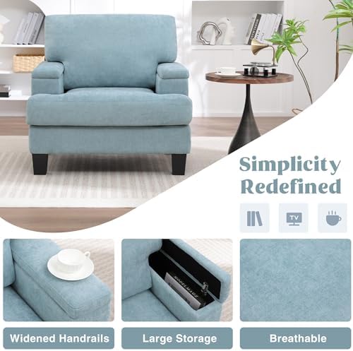 Modern Accent Chairs with Storage Armrest, Upholstered Reading Living Room - Image 6