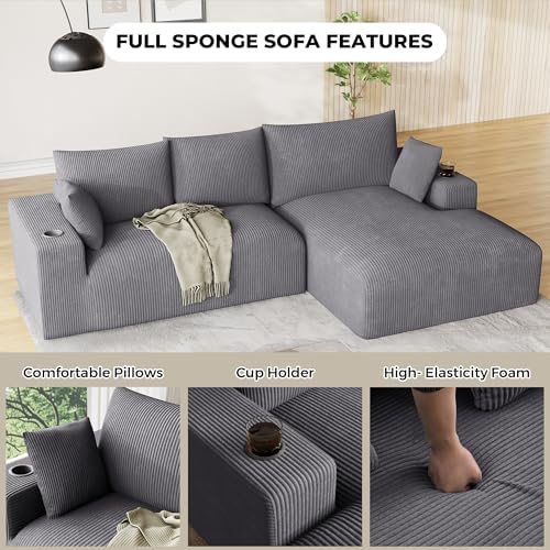 ONEMMLION 113" L-Shaped Cloud Boneless Couch Sofa - Image 4