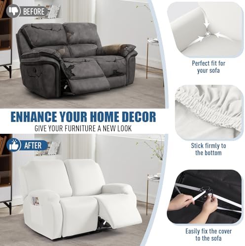 TAOCOCO Recliner Loveseat Slipcover, 2 Pieces Polyester Fabric Stretch Sofa - Image 5