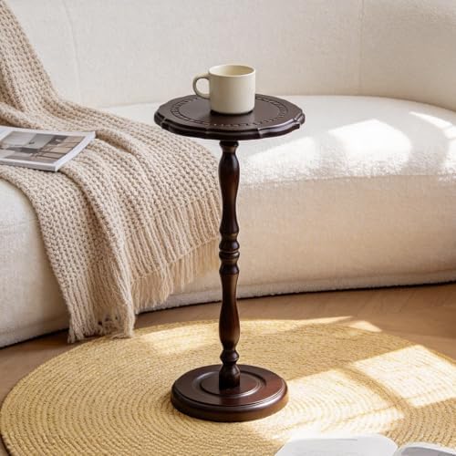 26.3” High Round Side Table, 100% Solid Wood Small Drink Table - Image 6