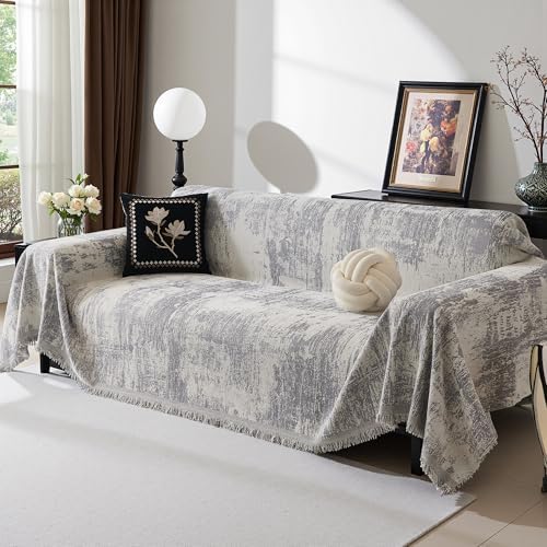 MEETSKY Couch Cover for Sectional Sofa Set Abstract Geometric Chenille Sofa by MEETSKY