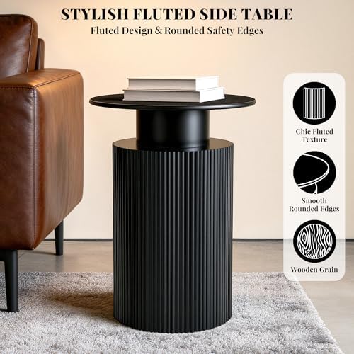 Fluted Side Table with Storage - Image 6