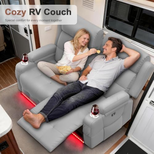 Reclining Loveseat Sofa, RV Loveseats Recliner Sofas Wall Hugger, Double - Image 4