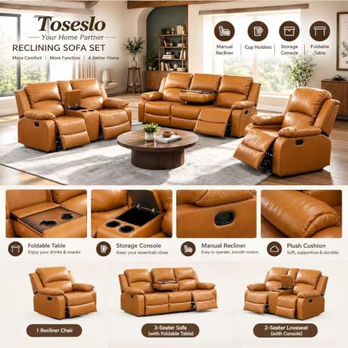 Manual Reclining Couch Sofa Set - Image 3