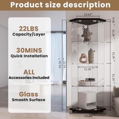 LFT HUIMEI2Y 4-Tier Glass Corner Cabinet - Image 2
