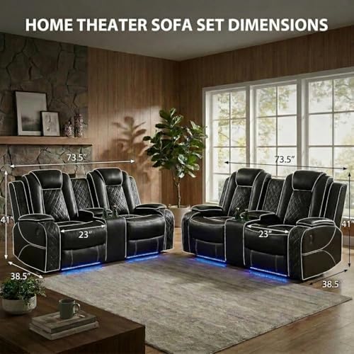Power Reclining Leather Sofa Set – 2-Piece Home Theater Seating - Image 2