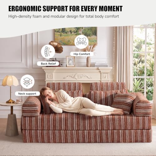 79" Memory Foam Sofa Bed, High Headrest Convertible Futon Boneless Couch - Image 5