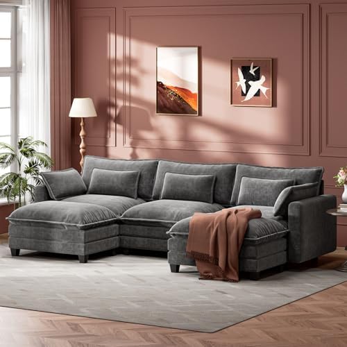 Marsail 5-Seat Modular Sectional Sofa, U-Shaped Cloud Couch, Slate Gray by Marsail