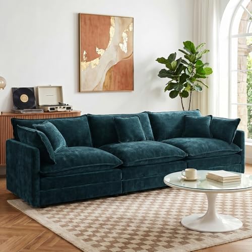 GNIXUU 112" Blue Modular 3 Seater Cloud Sectional Couches by GNIXUU