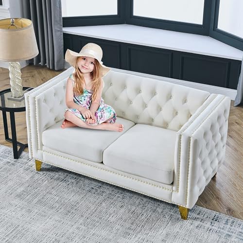 58" Chesterfield Velvet 2-Seater Sofa - Image 7