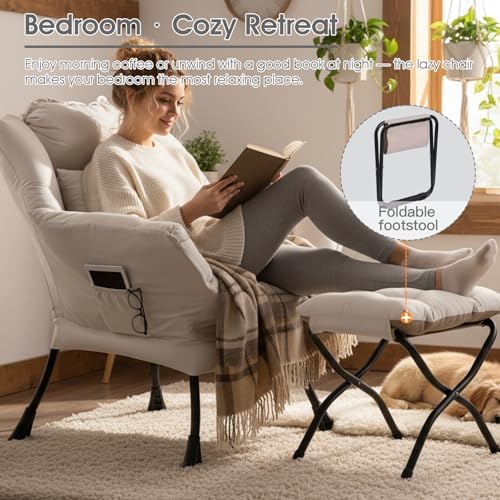 Lazy Chair with Ottoman, Comfy Reading Chair - Image 6
