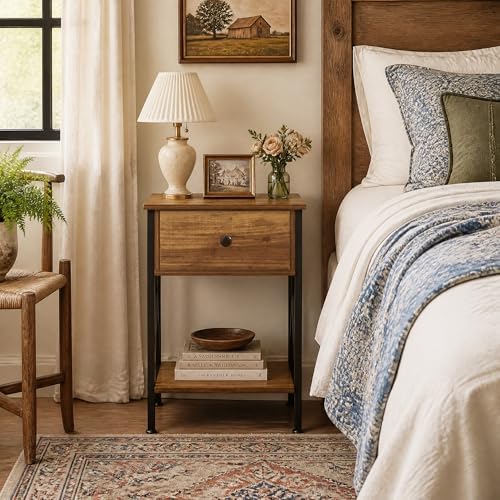 VECELO Nightstands Set of 2, Modern Bedside End Tables, Night Stands - Image 2