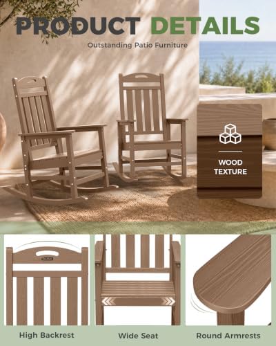 Outdoor Rocking Chairs Set of 4, Oversized Rocking Chair, All Weather - Image 6