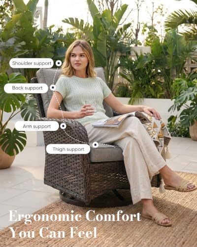 Belord Patio Wicker Chairs Swivel Rocker - Image 5