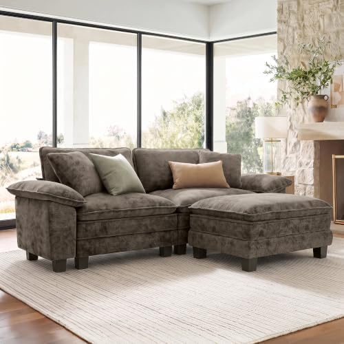 SUNSHINE VALLEY 3-Seat L Shaped Modular Cloud Couch Sectional Sofa Ottoman by SUNSHINEVALLEY