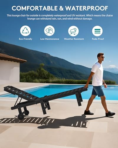 SERWALL HDPE Outdoor Chaise Lounge Set of 2 - Image 5