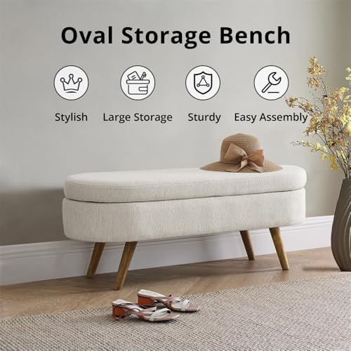 43.5" Ottoman with Storage, Storage Ottoman Bench with Safety Hinge, Bed End - Image 3