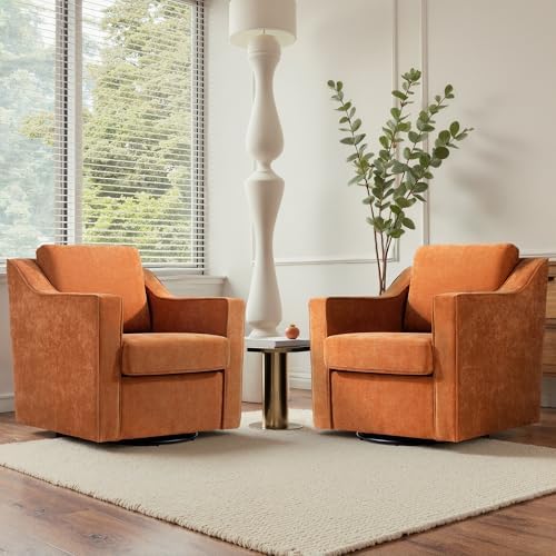 Swivel Accent Chairs Set of 2, Chenille Armchair by UIXE