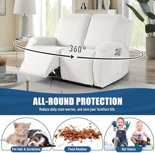 TAOCOCO Recliner Loveseat Slipcover, 2 Pieces Polyester Fabric Stretch Sofa - Image 3