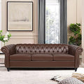 LEVNARY Chesterfield Sofa, Classic Tufted Upholstered Leather Couch, Modern 3 by LEVNARY