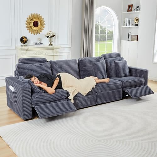 ORRD Power Reclining Sectional Sofa, Electric 4 Seat Recliner - Image 3