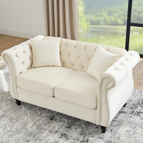 59" Chesterfield Loveseat Velvet Sofa - Image 3
