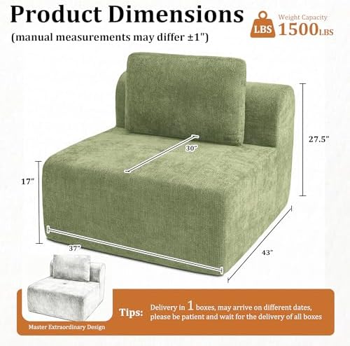 37" Oversized Boneless Couch, Comfort Cloud Sectional Couches - Image 2