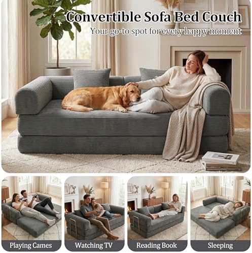 Futon Sofa Bed Modular Loveseat Sleeper Folding Pull Out Couch - Image 5