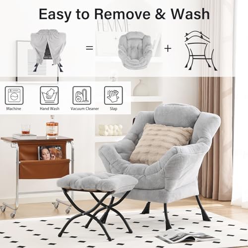 Lazy Chair with Ottoman, Comfy Reading Chair - Image 4