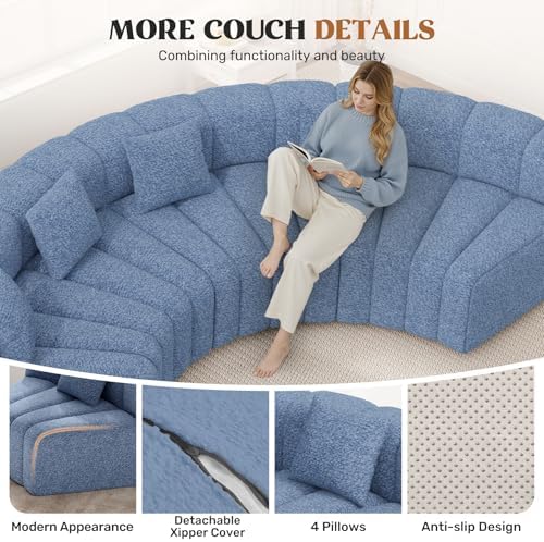 Luxanimarion Oversized Curved Cloud Couch, 6 Seater Modern Modular Sectional - Image 6