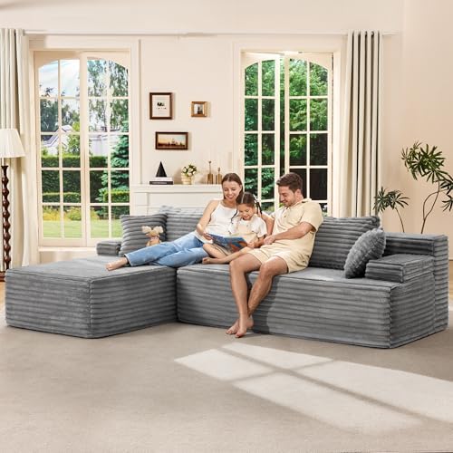 Hobestluk Boneless Couches Modular Sectional Sofa L-Shape Oversized Chaise - Image 3