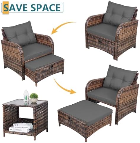 5 Pieces Wicker Outdoor Patio Chairs - Image 3