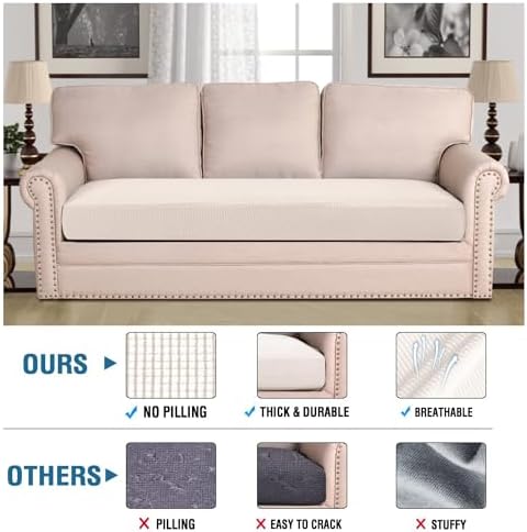 H.VERSAILTEX Super Stretch Individual Seat Cushion Covers Sofa Covers Couch - Image 2