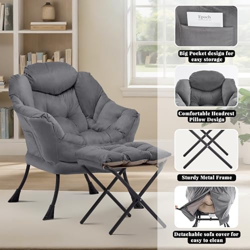 Lazy Chair with Ottoman, Dark Grey - Image 5
