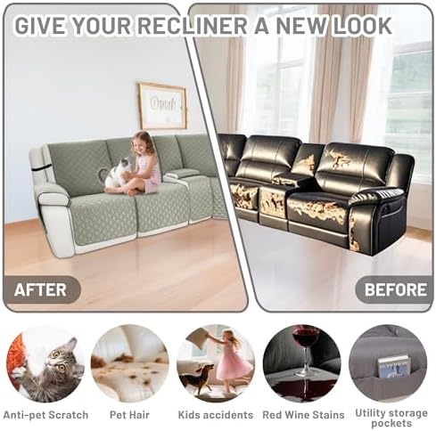 Waterproof Sectional Reclining Couch Covers L Shaped Recliner Sectional Sofa - Image 6